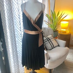 Kay Unger Black Cocktail Dress Bronze Detail